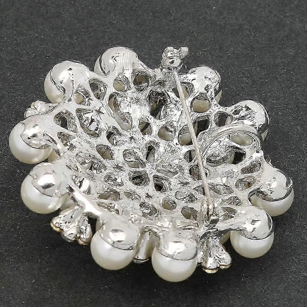 Stor Blomst Perle Rhinestone Broche Bryllupsbuket Nål Tøj Tilbehør