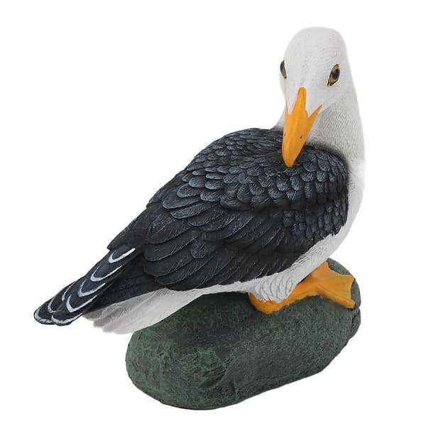 Måke-statue i harpiks, middelhavsstil, hukende