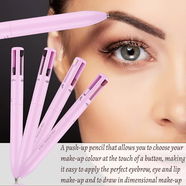 4 i 1 sminkeblyant, øyenbrynsblyant og eyeliner og lipliner og highlighterblyant, skap den perfekte langvarige vanntette sminke