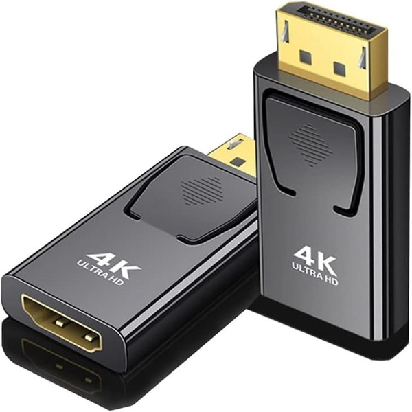 4K Dp til -Kompatibel videoadapter Displayport hann til -Kompatibel datamaskin TV-skjermkonverter for PC TV Black  Gold