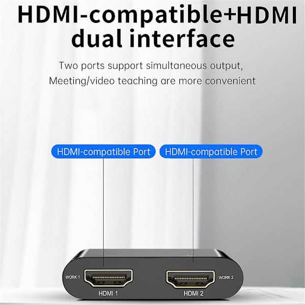 USB 3.0 till Dubbel HDMI-adapter för Extern Video - Endast Windows-stöd {Db)_xx Black