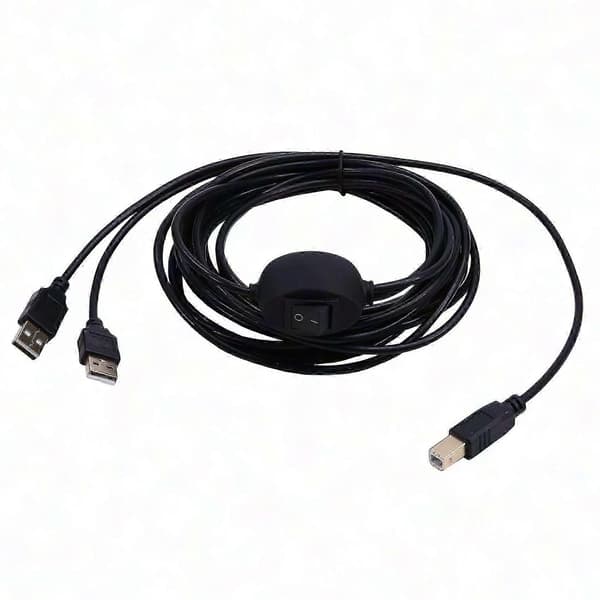 USB A til B Han-til-Han Printerkabel, 2-i-1 Dobbelt Computer Printer Splitter Tilslutningsløsning Black B