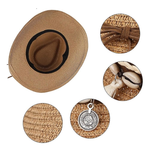 Cowboyhatt, stråhatt, dame solhatt, sommer strandhatt, westernhatt, panamahatt