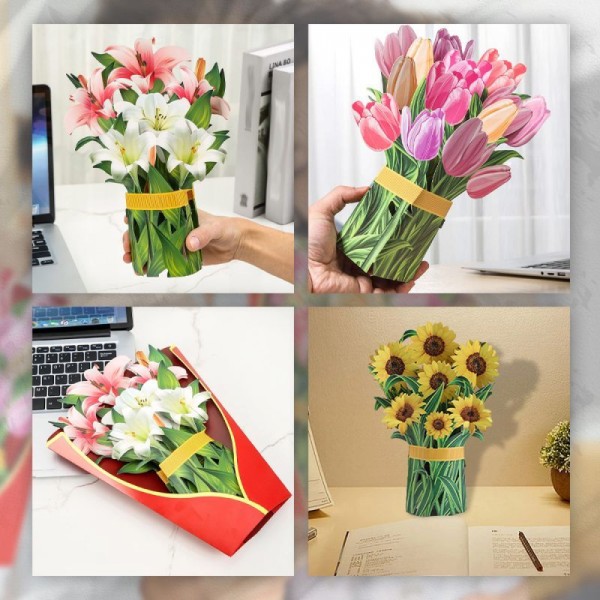 3D-postikortti Pop Up kukka onnittelukortti häät syntymäpäivä kutsukortti Käsintehty kiitoskortti vaimo Äiti tyttöystävä lahja Xixi Fågelparadisblomma