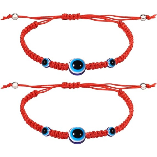 2 st Evil Eye-armband, Three Eyes Evil Eye-armband Justerbart nylon ögonarmband för kvinnor Män Flickor Pojkar (röd)