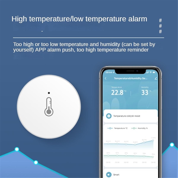 Tuya Smart Home ZigBee Temperatursensor og fuktighetssensor Innendørs termometermonitor Fungerer for Alexa Smart Life White