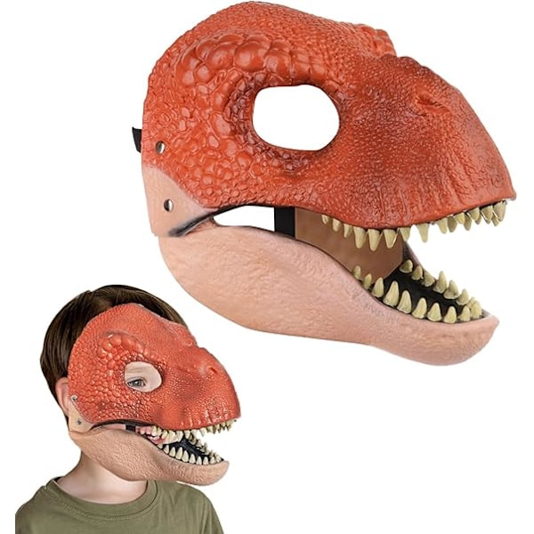 Dinosaur Mask Moving Jaw，Dino Mask Decor, Latex Dress Up Headgear with Opening Moving Jaw, Cosplay Party Birthday Halloween Christmas Kids Adult Mask