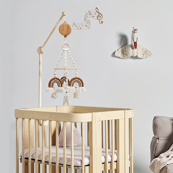 Baby Musikuro med Roterende Kroge, Sengemobil Motor, Baby Musikboks Spinner med 3 Tilstande, Musikuro Motor med 35 Vuggeviser