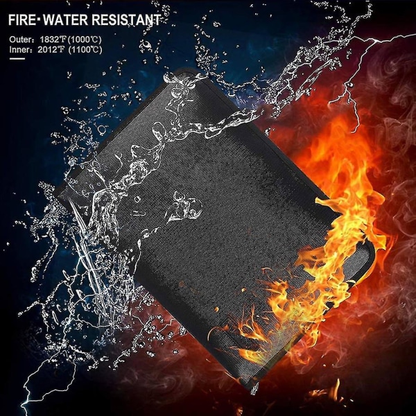 Brandsikker vandtæt filmappe-dokumentpose med 12 lommer med lynlås