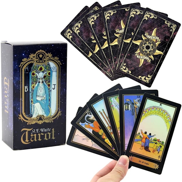 Tarotkort, Tarotkortspel för nybörjare, Vintage 78 kort Rider Waite-kort, Superenkla tarotkort, Tarotkort Holografiska kort för nybörjarläsare