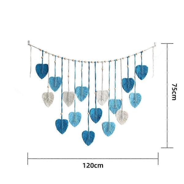 Makramé Väggbonad, Boho Deco Väggdekoration, 120cm, 16 Blad