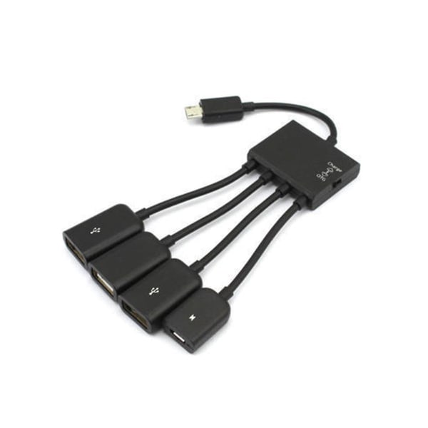 2stk 4 Port -usb Otg Hub Kabelstik Spliter Adapter Til Android Computer Pc Strømopladning Black