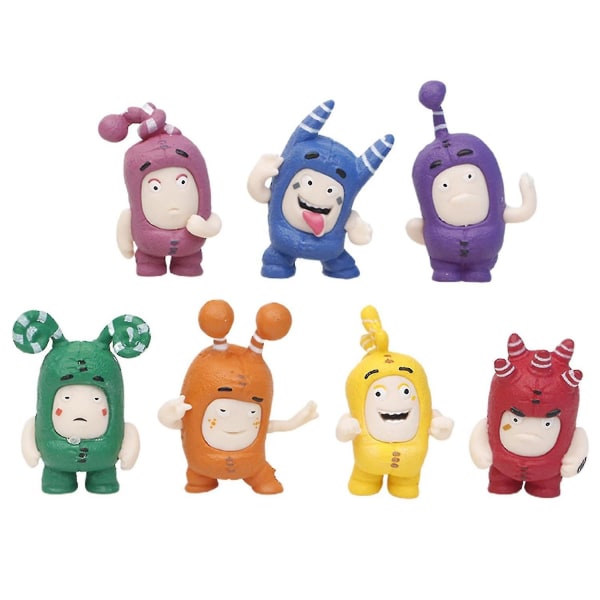 7st Oddbods Series Figurer Toy Fuse Slick Bubbles Docka Barn Födelsedagspresent Samlarbar