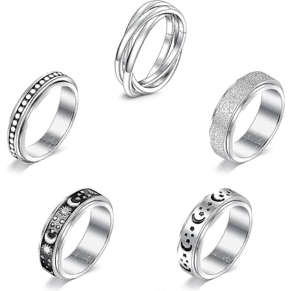 Angstring for kvinner - Spinnerring for angstlindring - Stressring - Anti-angstringer for kvinner Blue S