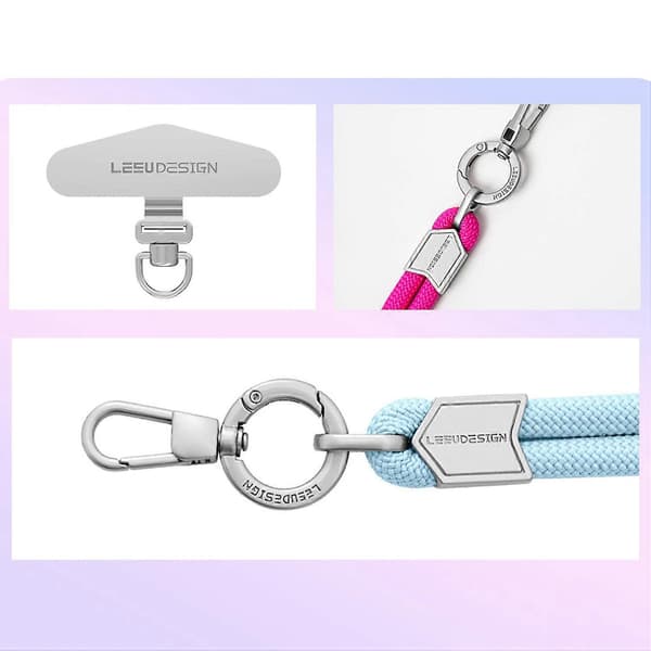 LEEU DESIGN 25 cm Telefon Håndledsrem 6 mm Polyester Tyverisikring Snor Charm med Sølv Tether Tab Multicolor Blackish Green