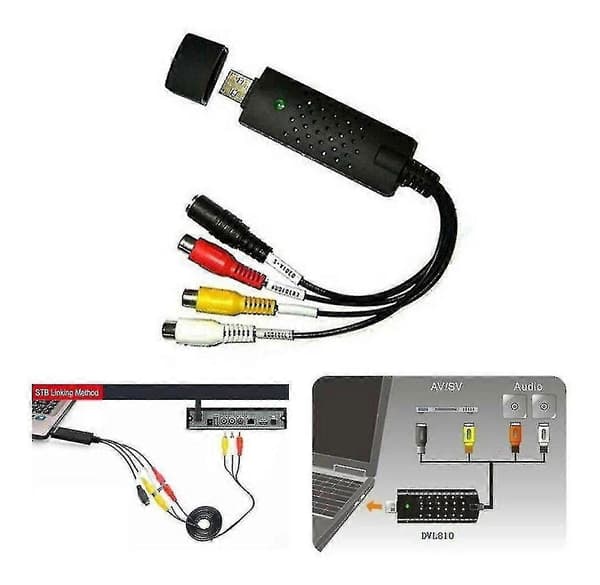 USB RCA VHS til PC Adapter, Videoopptakskort for Overvåking