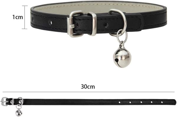 Leather Cat Collars with Bells and Adjustable Durable Metal Buckles, Handmade, 8-Pack