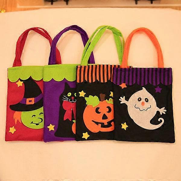 Halloween Godispåsar i Bulk, Godispåsar för Barn, 4-Pack, Återanvändbara