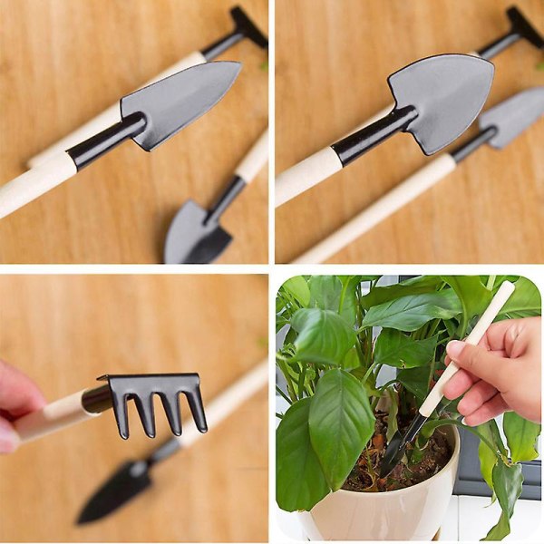 3 st/set Mini Trädgårdsspade Rake Spade Bonsai Verktyg Hem Trädgård Verktyg Tillbehör