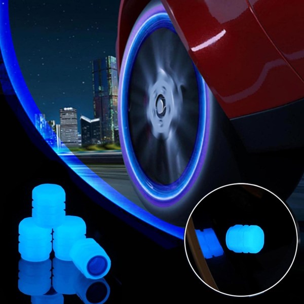 8st cover Auto Universal däckmarkör självlysande ventilkåpor Stamkåpor Däckventilkåpor lyser i mörker för bilmotorcykelcykel (blå)