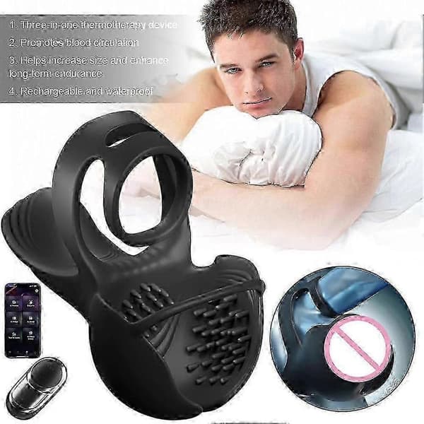 Mäns terapi enhet 3-i-1 uppvärmning massage prestandaförbättring_jlbb APP and remote control