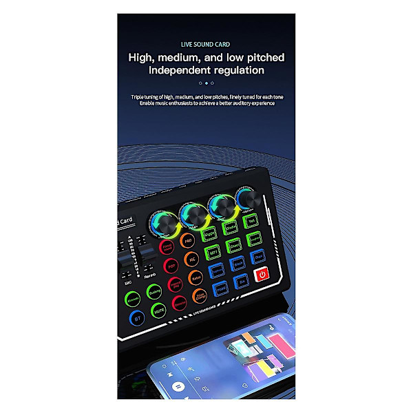 V88 Audio Mixer USB Ekstern Lydkort Headset Mikrofon Live Broadcast Lydkort til Mobiltelefon Computer Black