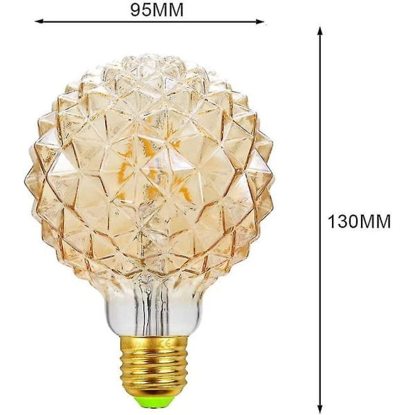 Led-lampor Vintage Bulb Led Filament Edison Bulb 4w Ej dimbar Special dekorativa glödlampor 220/240v E27 Heat Glow (g95 Golden Pineapple)