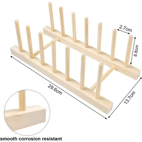 Træ opvaskestativ, tallerkenholder, tallerkenafløb, køkkenopbevaringsafløb, træopbevaringsholder til skåle, kopper, skærebrætter, bøger, gryder