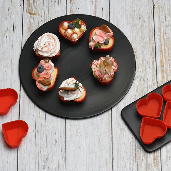 12 X Silikonmuffinsform med hjerteformet cupcake-bakeform