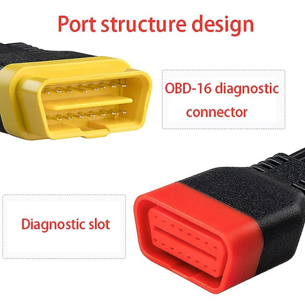 Ny Obd Obd2 forlængelse til lancering X431 V/easydiag 3.0/mdiag/ Main 16pin han-til-hun-kabel 36 cm Black