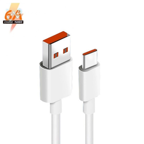 6a 66w USB Typ C Supersnabb kabel för Xiaomi Mi 11 Lite/mi 11 Lite 5g/mi White