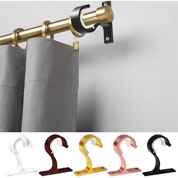 Single Curtains Rod Holders，Heavy Duty Wall-Mounted Rod Holders Hooks,Thicken Curtains Rod Brackets Decorative Hooks Rod Holders for Living Room