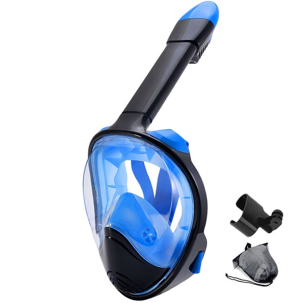 Full Face Snorkel Mask with Camera Mount 180 Degree Panoramic View YE Green White