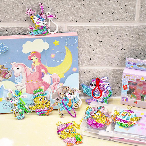 8 st/set Påsk Diamantmålning Nyckelring 5d Diy Diamantmålning Kit Påskägg Kanin Kyckling Hängande Diamantkonst Kits Påskprydnader För Vår Påsk