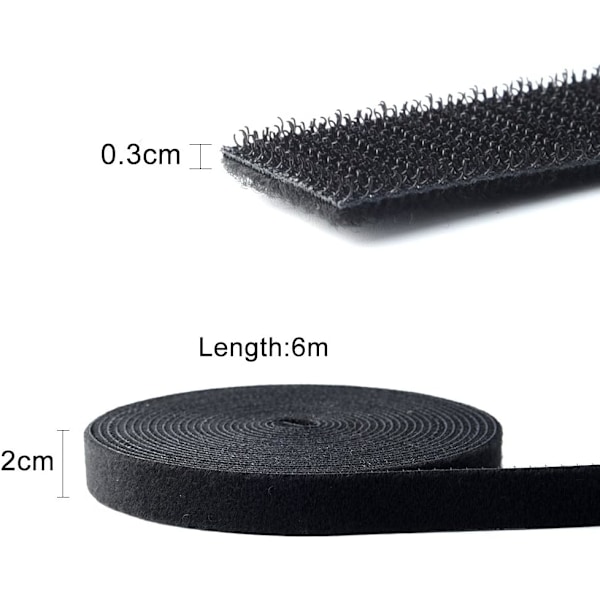 Fastening Tape Hook and Loop Cable Ties Reusable Self Adhesve Straps for Cable Organization 6M*2CM