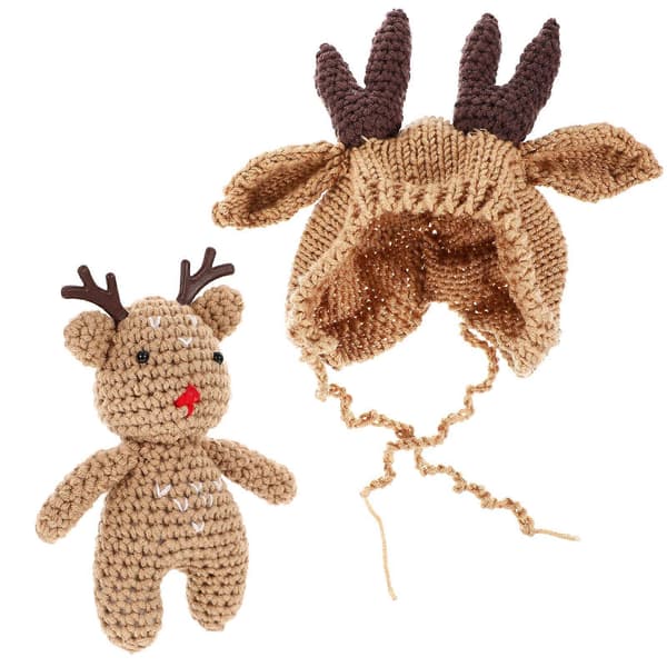 1 set Baby Vinter Varm Stickad Mössa Bedårande Hornmössa Bekväm Ullmössa