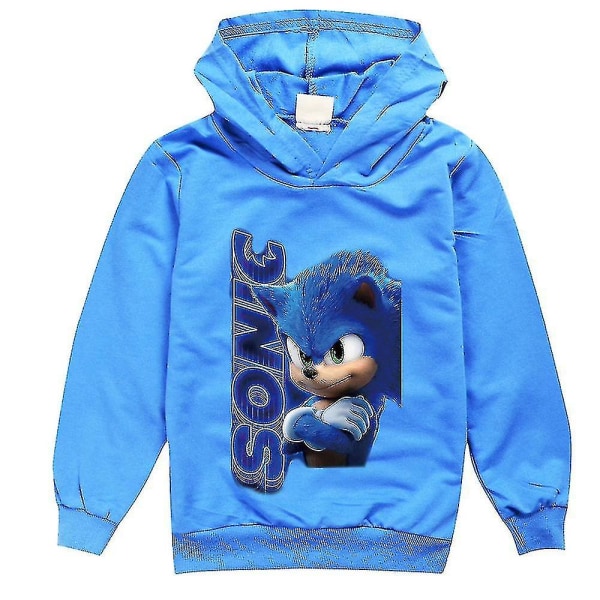 Børns drenge piger Sonic hættetrøje hættetrøje sweatshirt hættetrøje toppe Shzev Dark Blue 9-10 Years