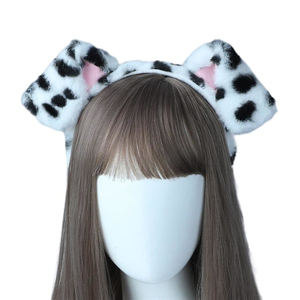 Dalmatiner Hundeøre Pandebånd - Hvalpeøre Pandebånd Blødt Kostume Voksne Børn Dalmatiner Klæd Ud Til Halloween Hundefest Cosplay