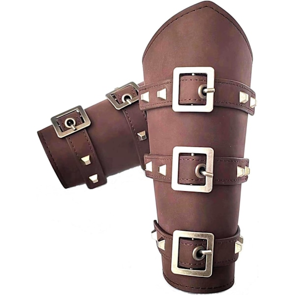 Ukendte Kunstlæder Arm Beskyttere - Sorte Kunstlæder Bracers | Kostume Mænd Arm Beskyttere, 1 Par Cosplay Armguards 1 Pair Dark Brown One size