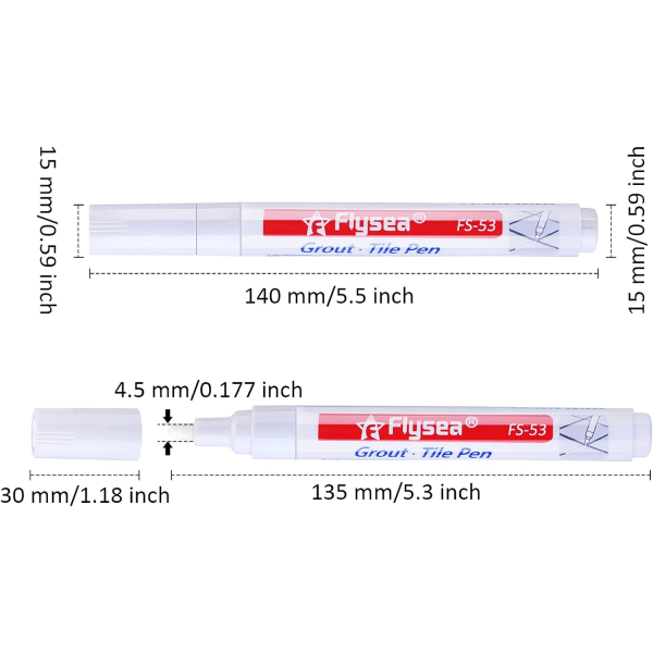 6 stykker Flisepen Vægfuge restaurering Pen Reparation Marker Fugefyldning Pen til restaurering af flisefuger Væggulv Køkken (hvid)