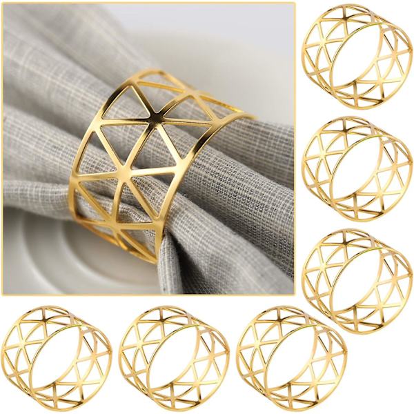 Serviettringer, sett med 12 gullserviettringer, oppgrader robuste metallserviettringer, metallserviettring serviettspenner gold 6 pcs