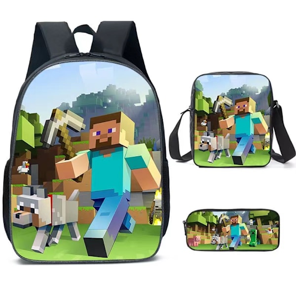 MINECRAFT Skolryggsäck My World Speltillbehör Ryggsäck Tre-delad Set