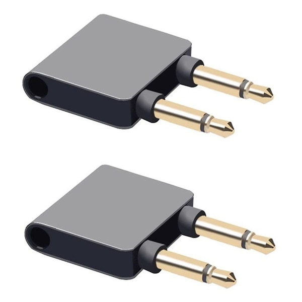 HIFI nikkelöity lentokone 3,5 mm lentokoneen lentoyhtiön kuulokkeet Mono Audio Converter Travel Jack Plug Splitter Adapter Gray