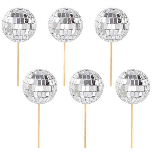 6 st kakinsatser kreativa utsökta släta ytor glänsande dekorera spegel discoboll cupcake plocka festtillbehör Tianyuhe 5cm