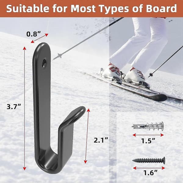Horisontale vægmonteringsclips til snowboard, vægstativ til snowboard, opbevaring til snowboardmontering, vægmontering til snowboarddisplay 2Pcs