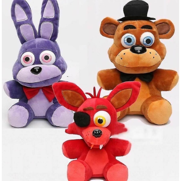 Five Nights At Freddy's Fnaf Horror Game Plushie Toys Plyschdocka Barn- 3pcs set