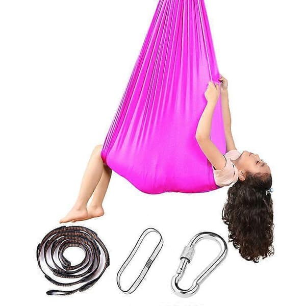 Elastisk Yoga Hængekøje Gynge til Børn Sensorisk Terapi Putte Gynge Kæle Autisme Rose Red 280x100CM