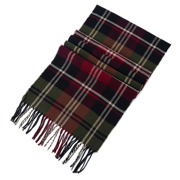 Men's Classic Reaching Winter Grid Scarf (military Green)