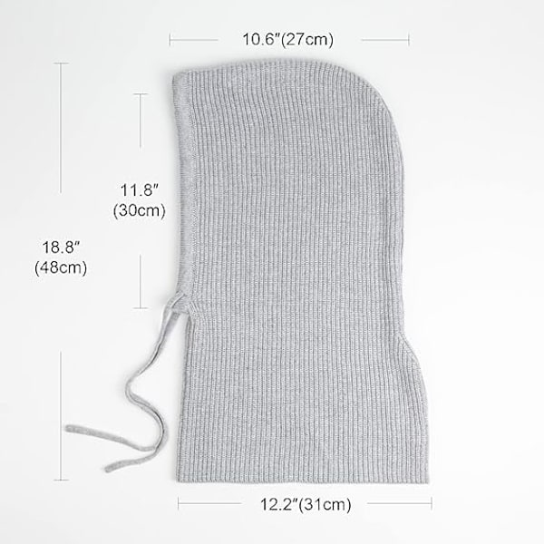 Talvihatut naisille Balaclava Neulopipo Kallohattu Kiristysnarulla Lämmin Hupullinen Huivihattu Light Grey