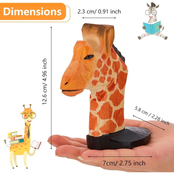 2 Pieces Wooden Animals Eyeglass Holder Hand Carved Wood Eyeglasses Sunglasses Holder Stand for Home Office Desk Decor (Giraffe, Zebra)